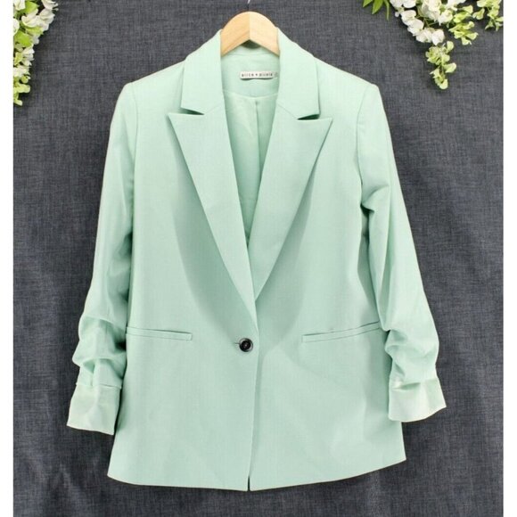 Alice + Olivia Jackets & Blazers - ALICE + OLIVIA Women's Justine Roll Cuff Blazer Mint Green Sz XS